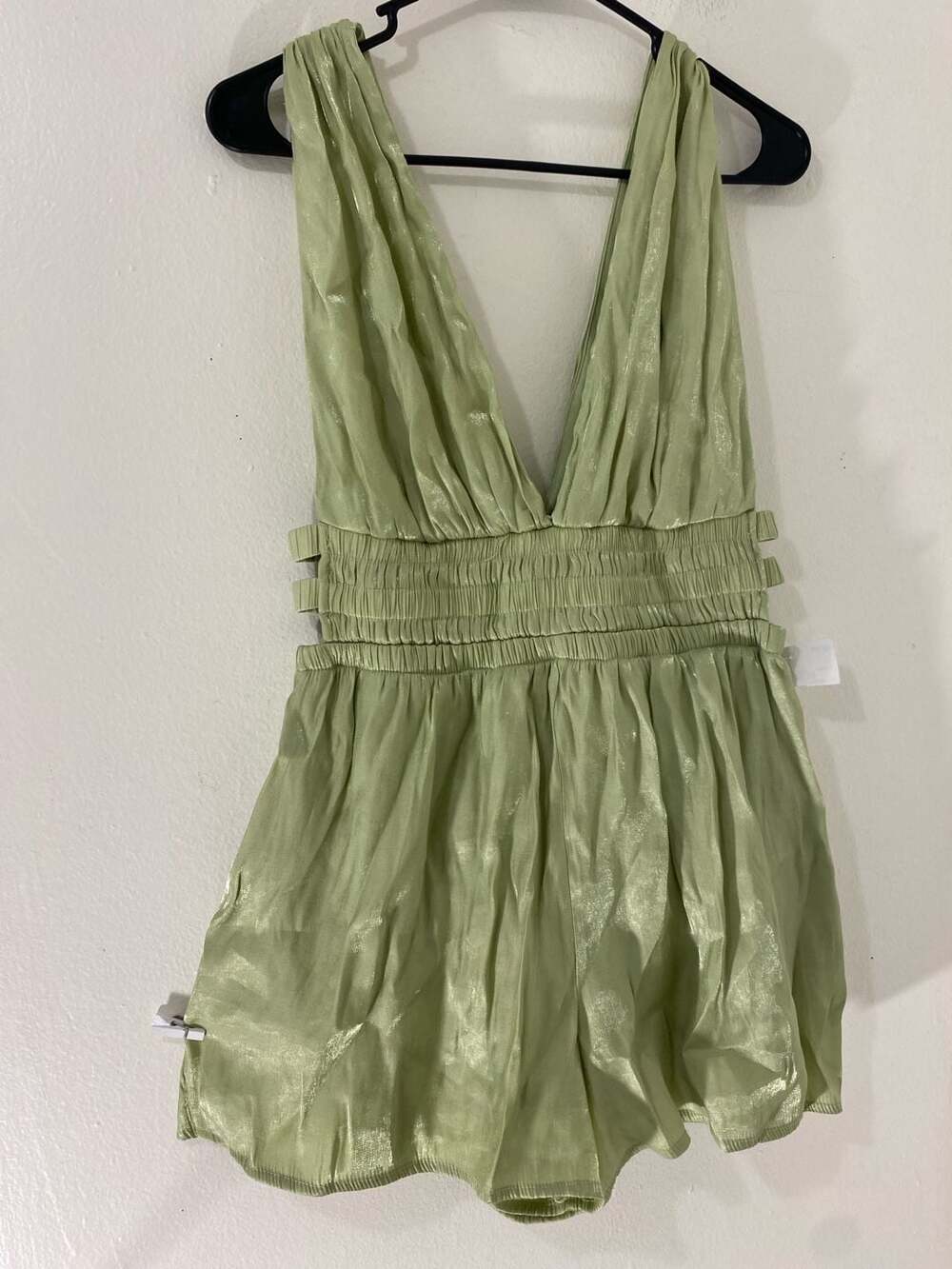 Stiletto Green Shimmer Plunge Romper Size XL